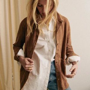 Sezane Will Jacket in Camel Suede Sz S NWT